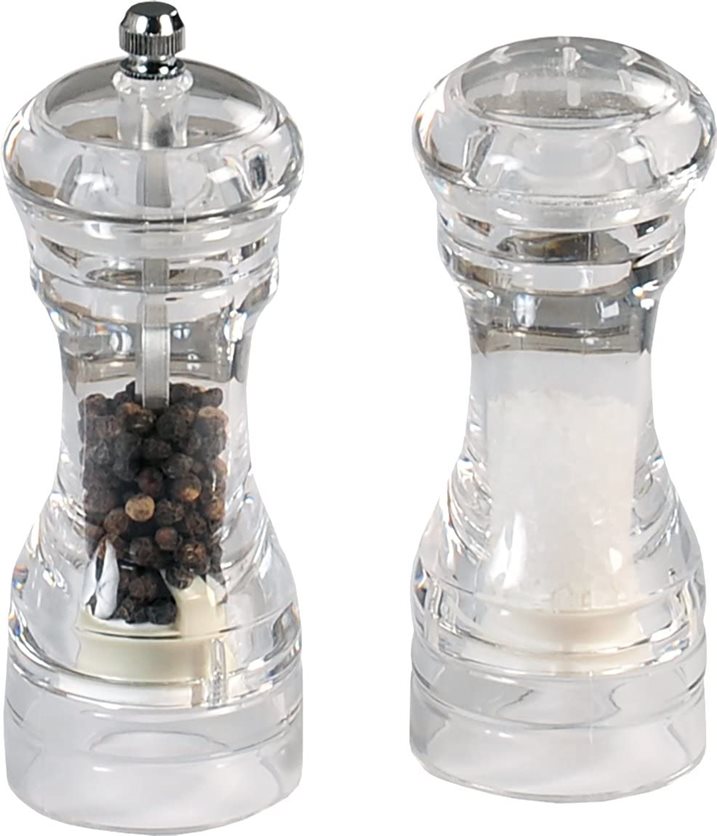 Kesper Transparent Acrylic Ceramic Pepper & Salt Mill Set