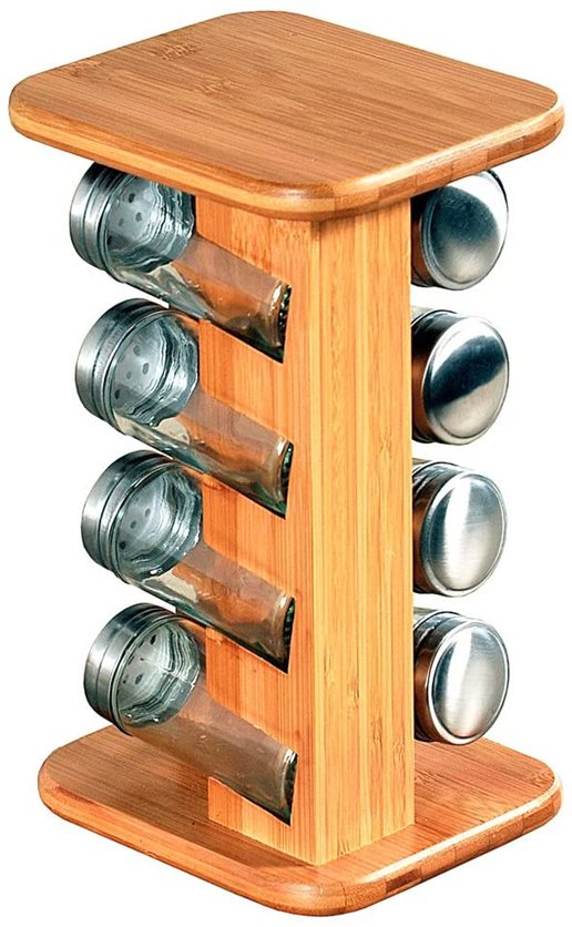 Kesper Bamboo Spice Rack 8 Empty Spice Jars