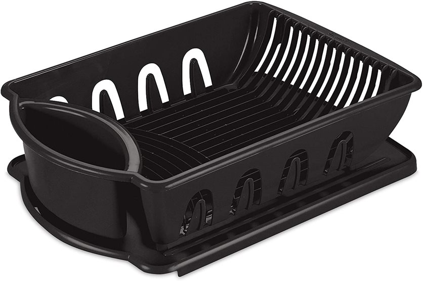 Sterilite Dish Rack 2 Piece Set Black Large
