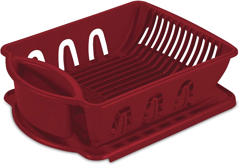 Sterilite Dish Rack 2 Piece Set Red Small