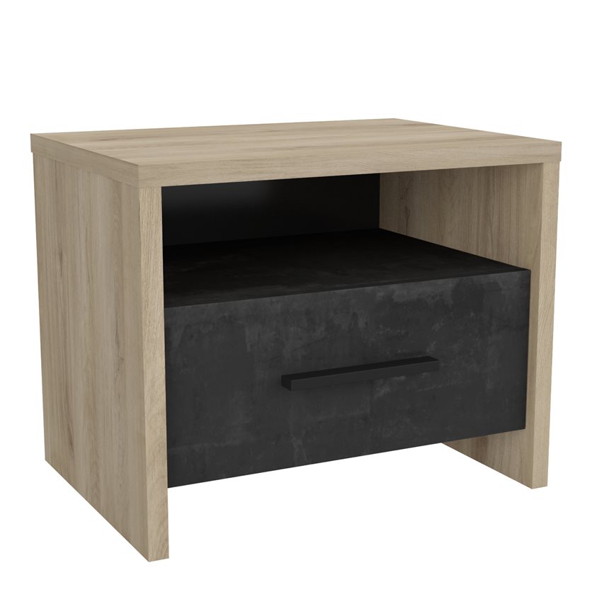 1-Drawer 1-Nook Bedside - Oak/Black.