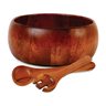 Laurel 3 pc 10.25D x 4H Salad Bowl Set with 2 Servers - Brown - Acacia Wood