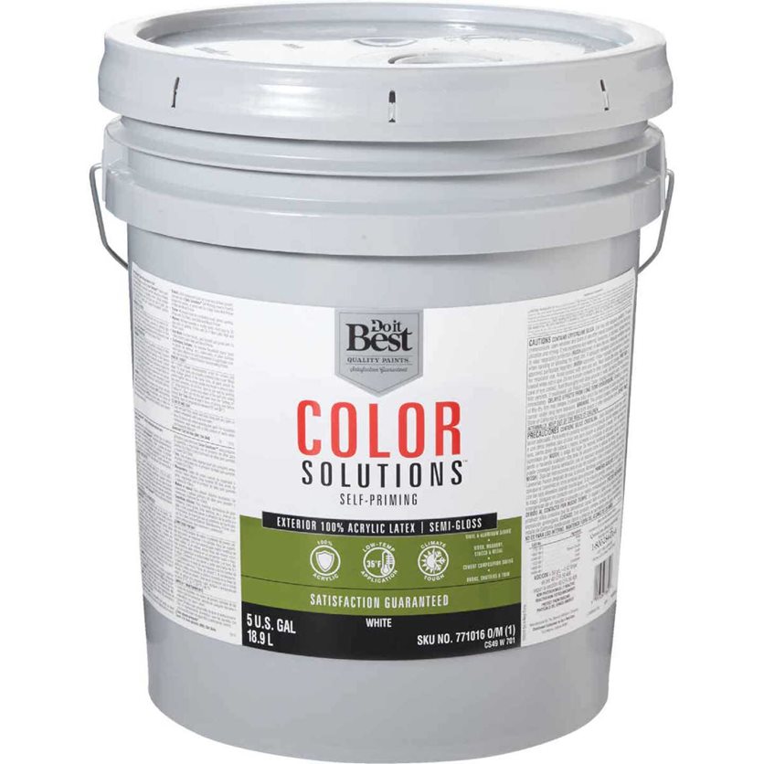 Do it Best Solutions 100% Acrylic Latex Self-Priming Semi-Gloss Exterior House Paint - White - 5 Gal.