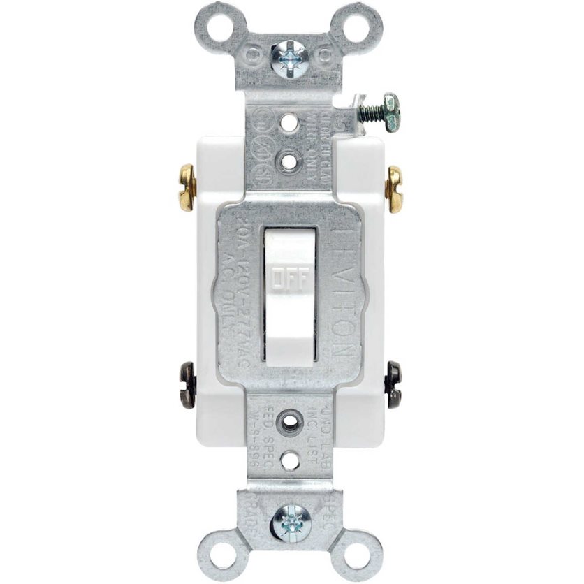 Toggle White 20A Grounded Quiet Double Pole Switch