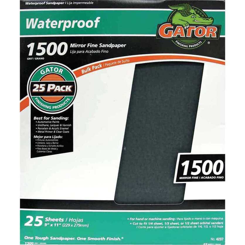 Waterproof 9 In. x 11 In. 1500 Grit Mirror Fine Sandpaper (25-Pack)