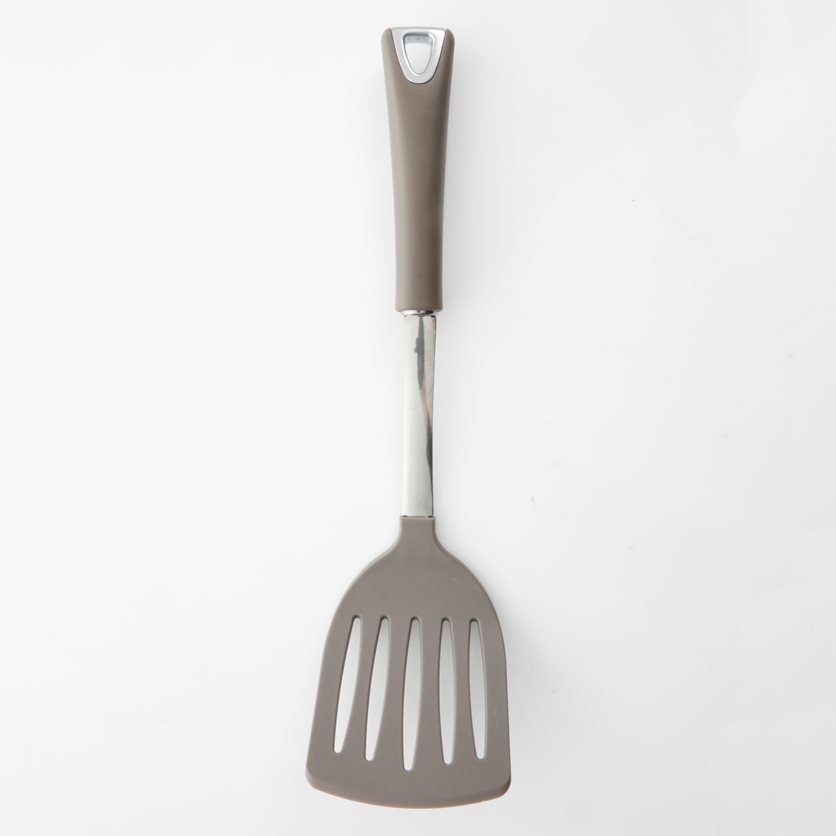 1 pc Slotted Turner - Warm Grey - TPR Handle - Nylon - O/S