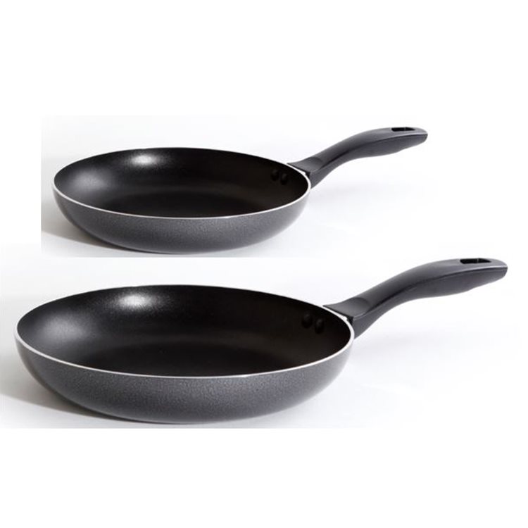 Clairborne 2 pc 10 & 8 AL Frying Pan - Charcoal Grey - Nonstick - Hammered Ext - Color Coating - Bakelite Handle - Aluminum - 2.4 mm