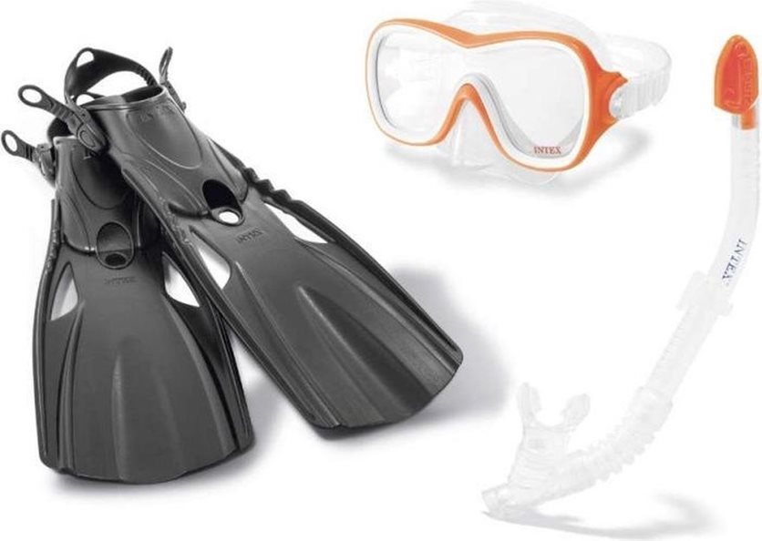 Snorkel Set Wave Rider Black/yellow 4-piece.