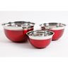 Rosamond 3 Pack Mixing Bowl - Metallic Red - Round - Stainless Steel - 0.4mm - One Size