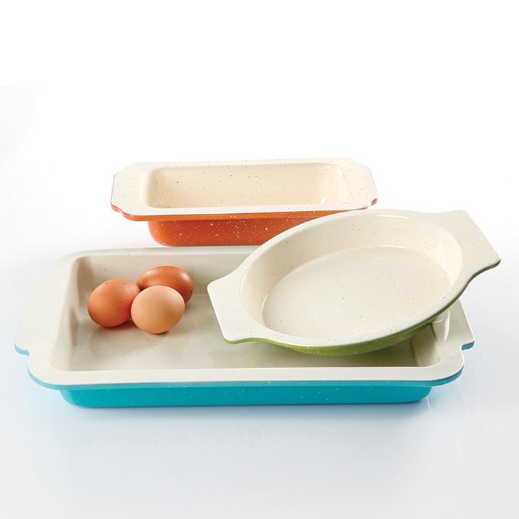 Imbue 3 pc CS Bakeware Set - Assorted Colors - Nonstick - Carbon Steel - 0.6 mm