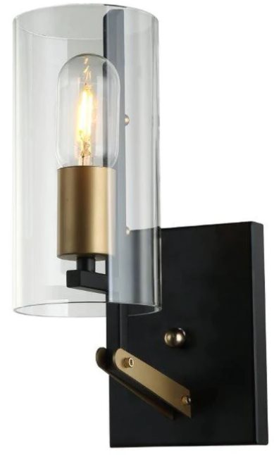 Modern Decorative Wall Lamp 1Xe27-60W With Matte Black Finish With Clear Glass