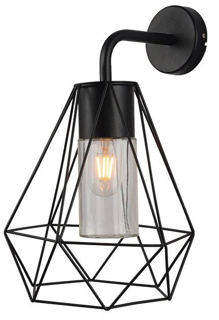 Wall Lamp For Exterior Or Interior, Use 1Xe27 60W(Not Included) Ip44 D-404X271X253Mm Metallic Black Finish And Clear Glass Shade