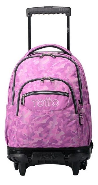 Renglones School Backpack With Wheels - Pink Camo