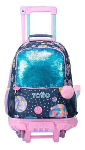 Large Small Sweet Candy Backpack With Wheels - Candy Print