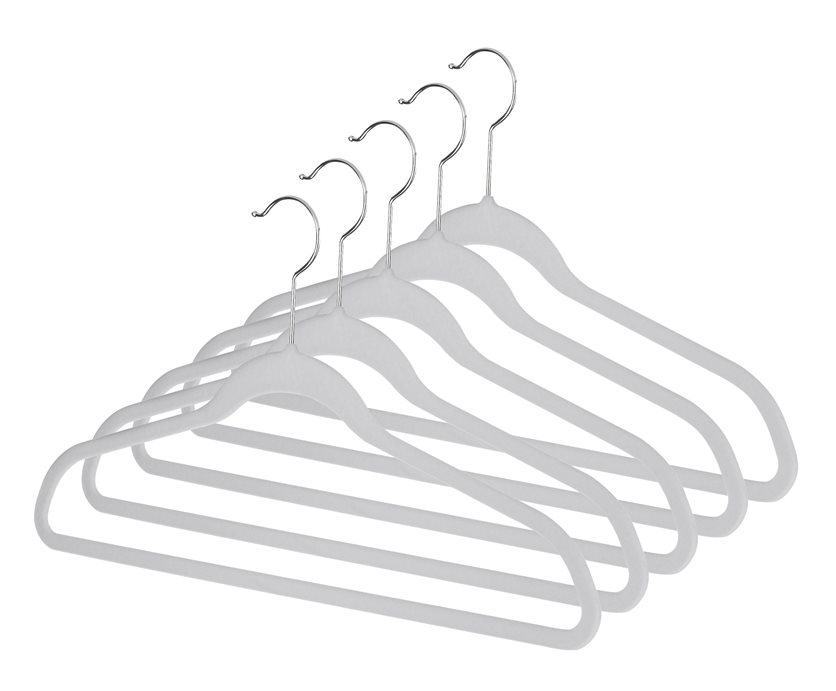 Whitmor Flocked Plastic Hanger Collection Set Of 5 - Gray