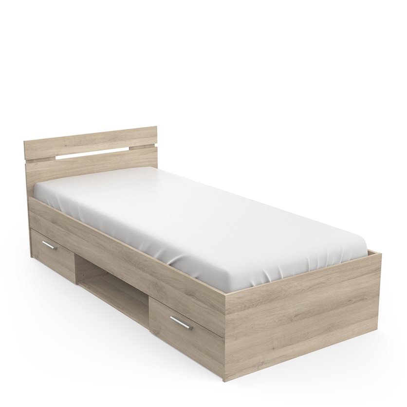 Michigan Oak Bed With Storage - 90 x 200
