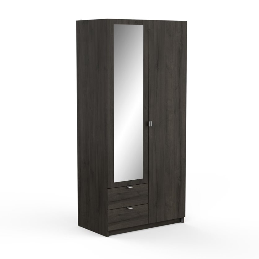 Mellie 2 Wardrobe - 2 Drawer/2 Door/1 Mirror - Waterford Oak