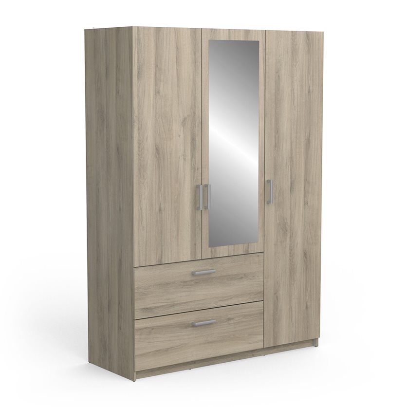 Ready 3-Door Wardrobe With Mirror And Drawers