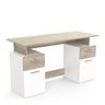 Platon Double Computer Desk - 2 Door/2 Drawer - Kronberg Oak/Matt White