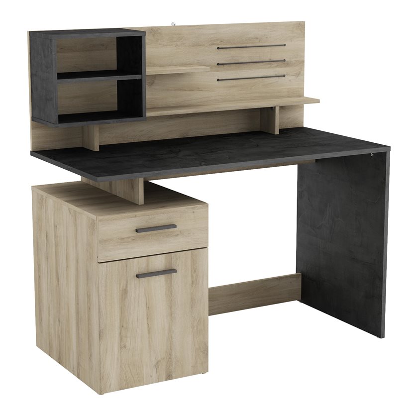 Malicia Single Unite Computer Desk - 1 Door/1 Drawer - Kornberg/Sidewalk Oak.