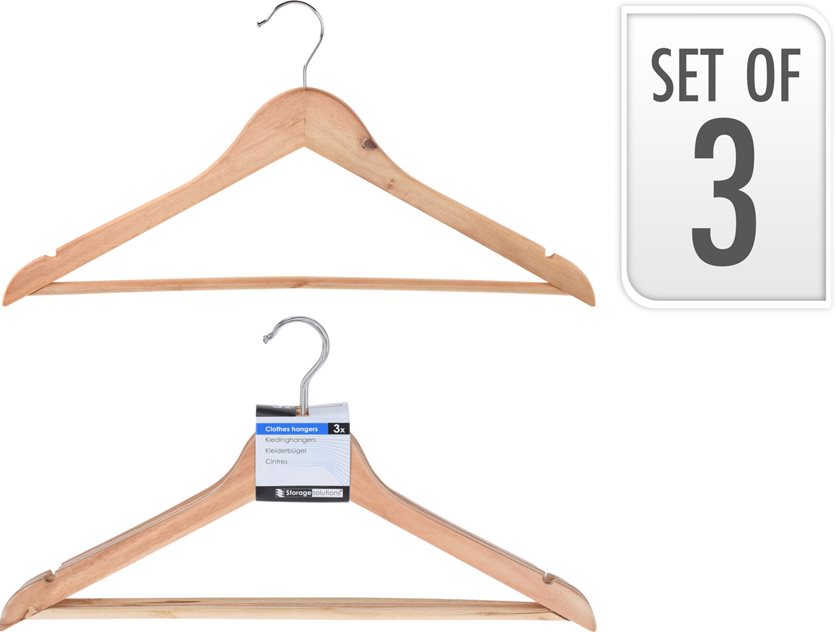 Clothes Hangers - Wood - 3Pcs