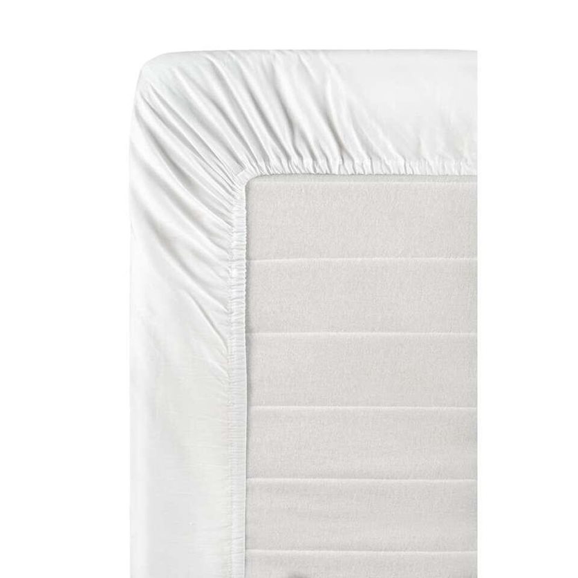 Cotton Fitted Sheet - White - 180 x 200 CM