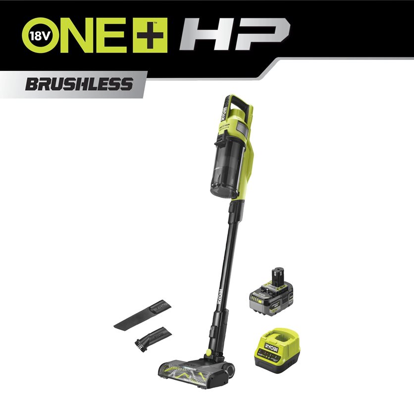 Ryobi ONE+ 18V HP Brushless Cordless Stick Vacuum Cleaner (Incl. 1x 4.0Ah Battery and Charger)
