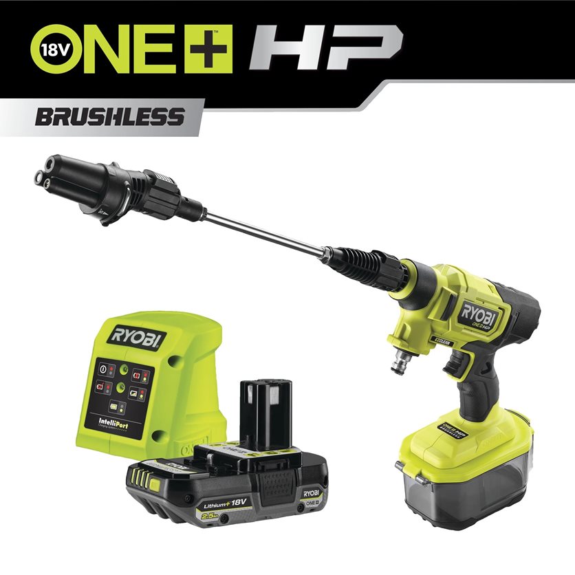 Ryobi ONE+ 18V HP Brushless Accu Power Washer (Incl. 1x 2.5Ah Battery and Charger)