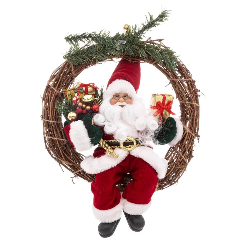 Velvet Santa Wreath - 30 cm