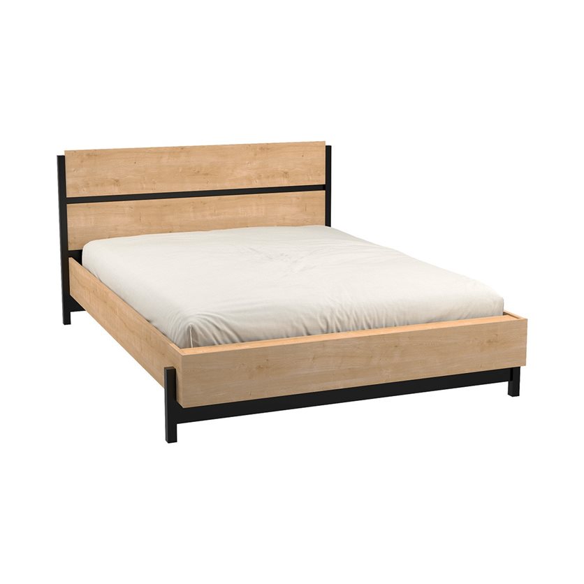 Craft Oak-Black Bed - 140 x 190/200