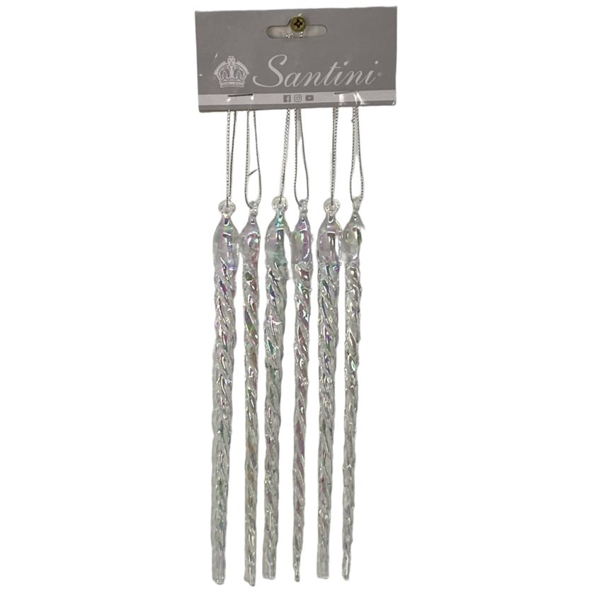 Set of 6 Icicle Christmas Ornaments