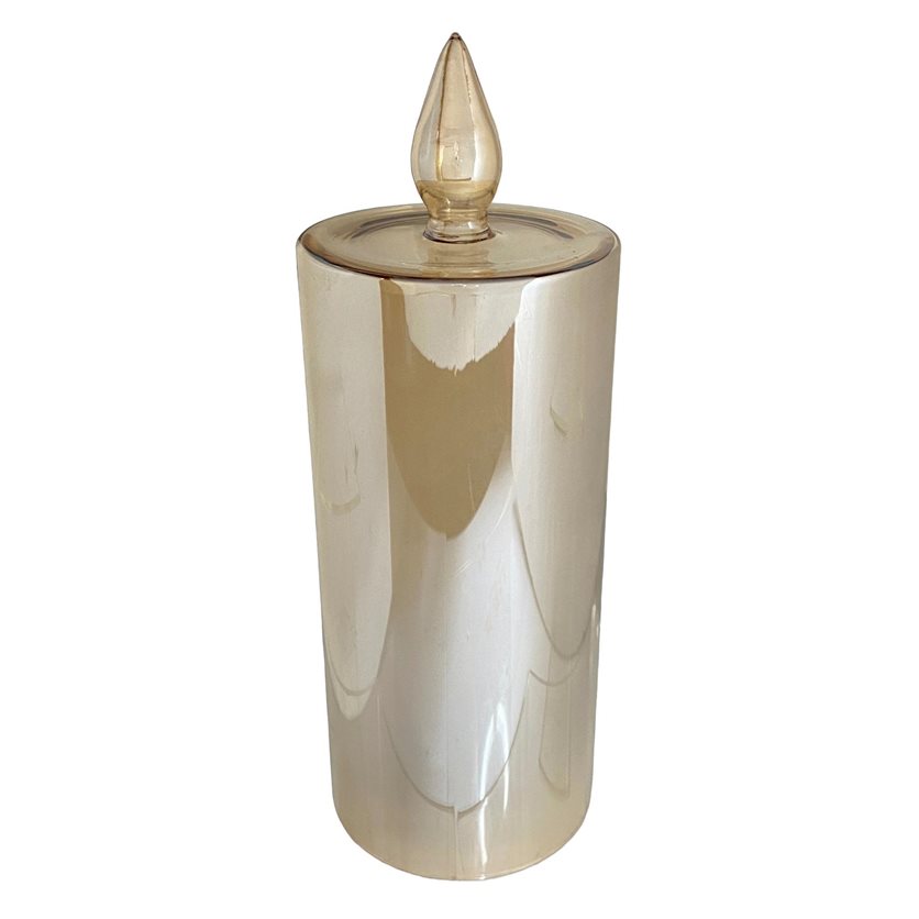 Glass LED Candle B/O Gold Large