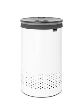 Laundry Bin, 60L, Plastic Lid - White