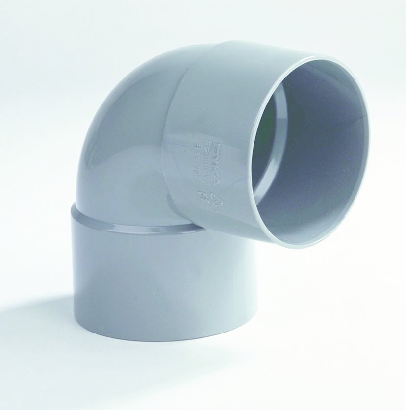 DYKA PVC Short Bend 50mm 2x Socket 90° Grey.