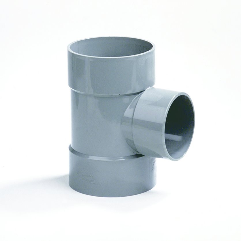 DYKA PVC Verloop T-stuk 125x50mm 3x lijmmof 90° grijs.