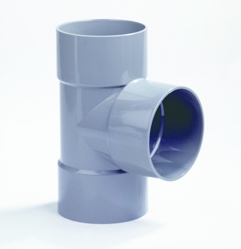 DYKA PVC T-Stuk 125mm 3x lijmmof 90° grijs.