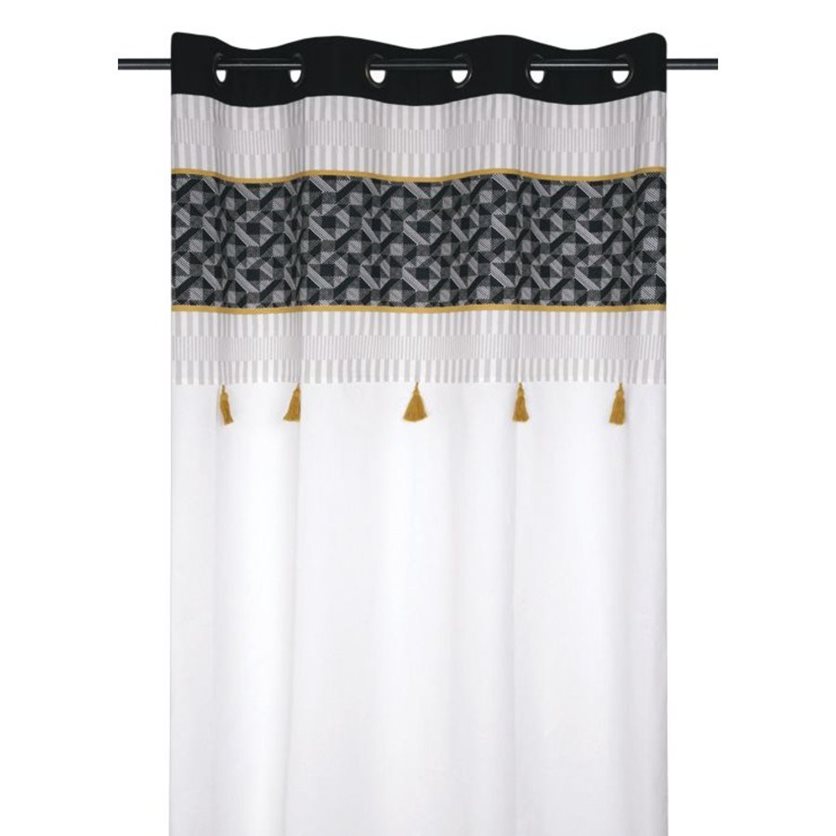 Lovely Casa Beely Rideau Curtain - Yellow White Black 140X260 CM.