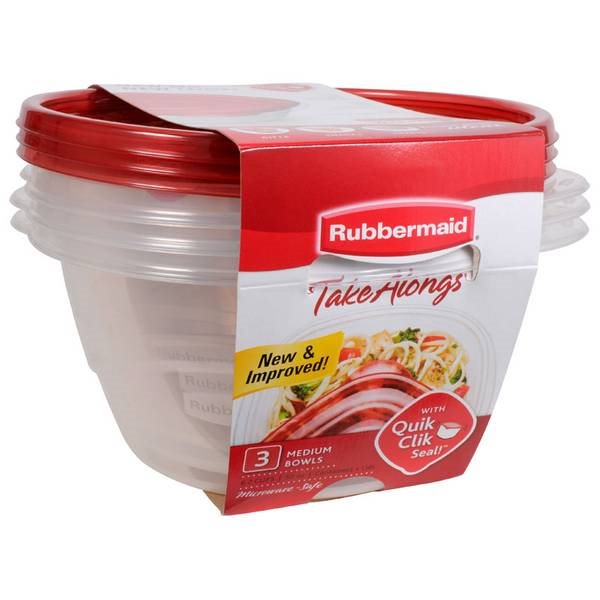 Rubbermaid TakeAlongs 6.2 Cup Medium Bowls, 3-pack