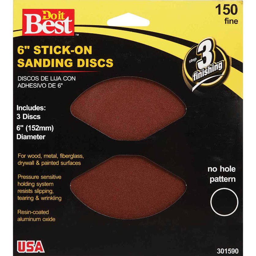 6 In. 150 Grit Stick-On Sanding Disc (3-Pack)
