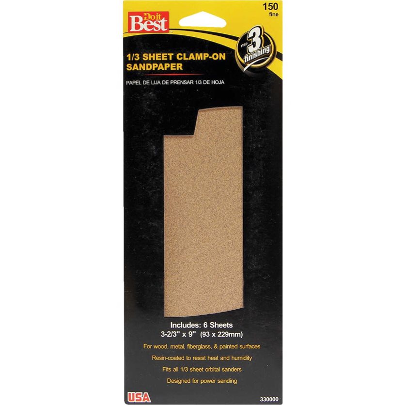 Aluminum Oxide 150C Grit 1/3 Sheet Power Sanding Sheet (6-Pack)