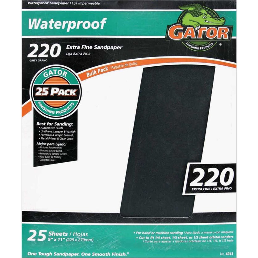Waterproof 9 In. x 11 In. 220 Grit Extra Fine Sandpaper (25-Pack)