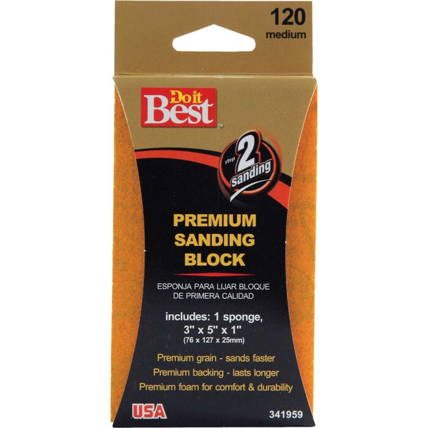 Premium 3 In. x 5 In. x 1 In. 120 Grit Medium Sanding Sponge