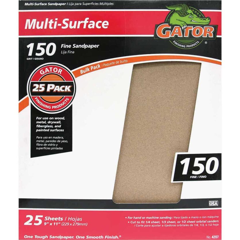 Multi-Surface 9 In. x 11 In. 150 Grit Fine Sandpaper (25-Pack)