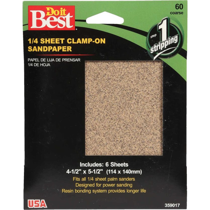 60 Grit 1/4 Sheet Power Sanding Sheet (6-Pack)