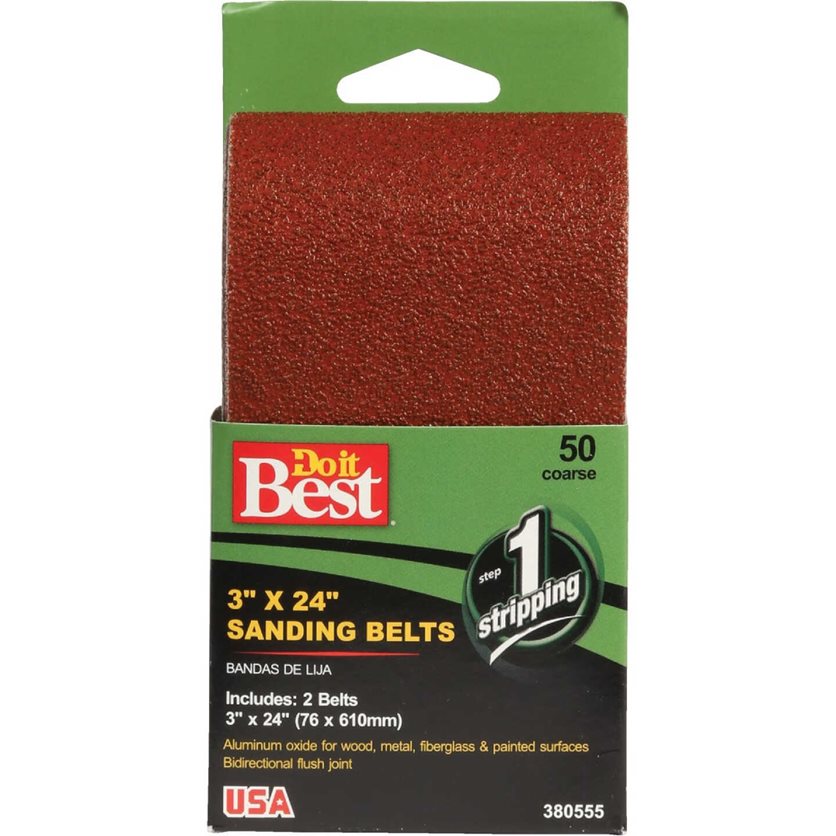 3 In. x 24 In. 80 Grit Heavy-Duty Sanding Belt (2-Pack)