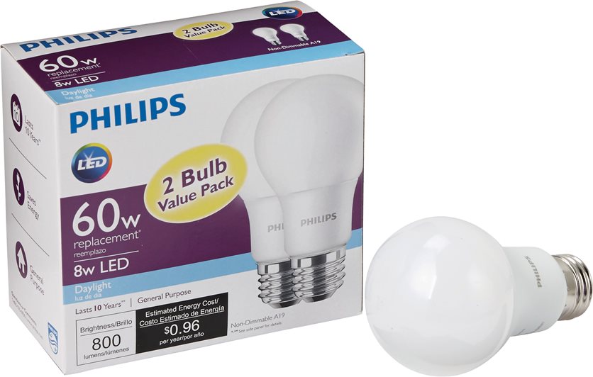 2Pk 60W A19 Dl Led Bulb