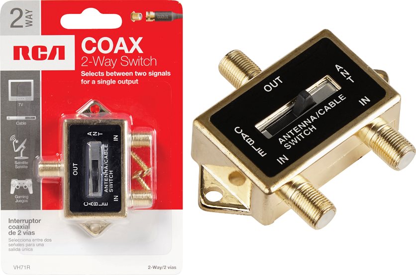 TV Coax Switch - 2-way A/B coaxial cable switch.