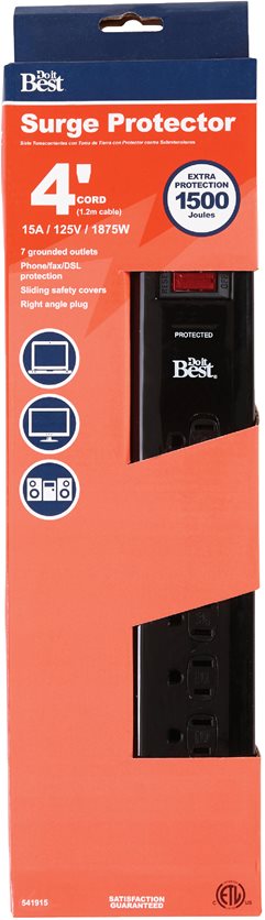 Phone/Fax Surge Strip with 4 FT Cord