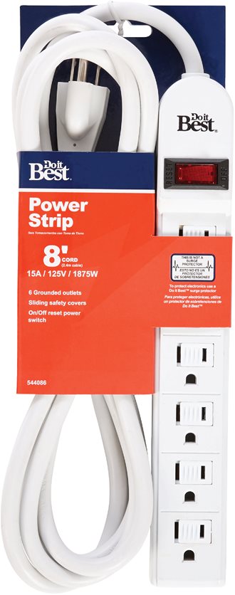 6-Outlet Strip with 8Ft Cord