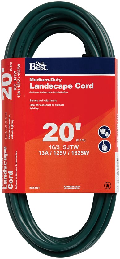 20&apos; 16/3 Green Extension Cord
